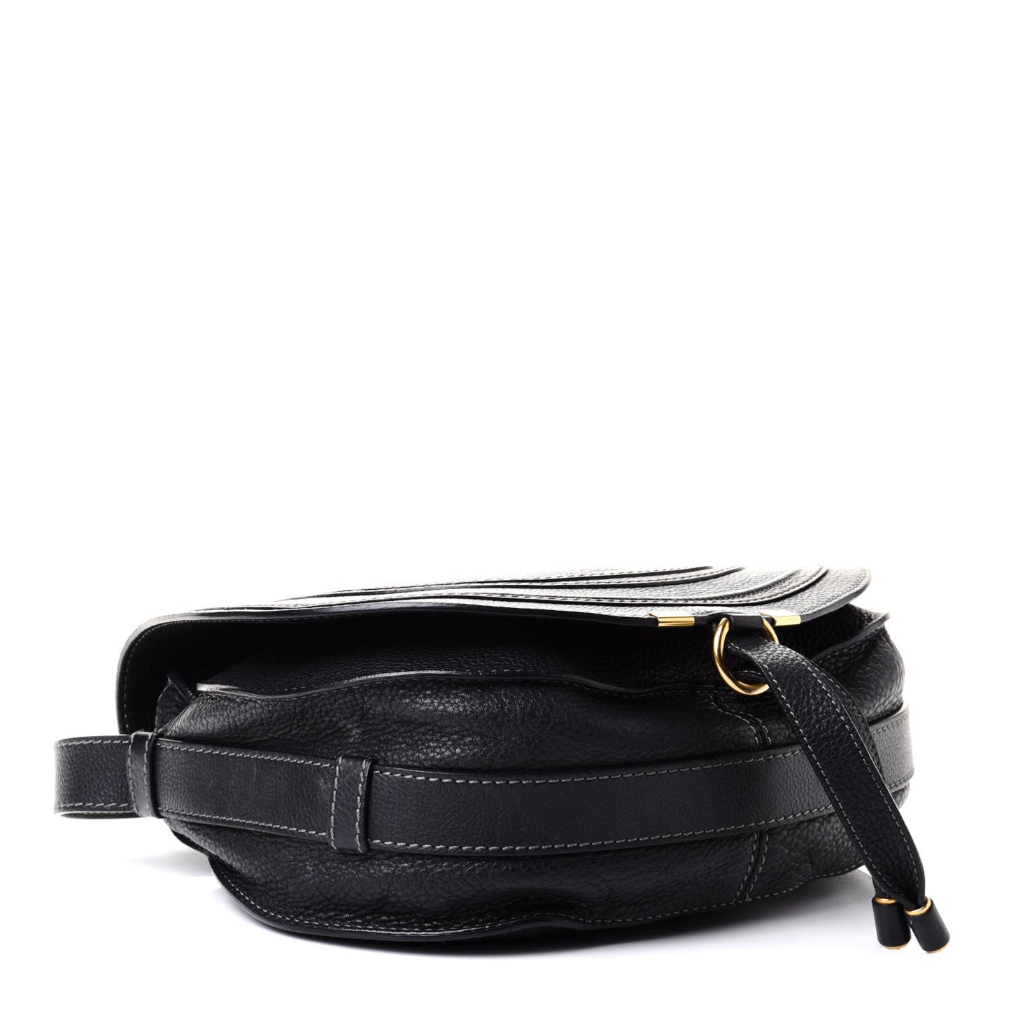 Calfskin Medium Marcie Round Crossbody Bag Black