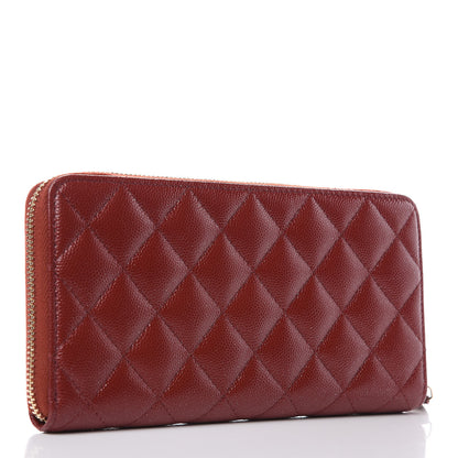 Chanel Caviar Quilted Large Gusset Zip Around Wallet Red 3 of 11
