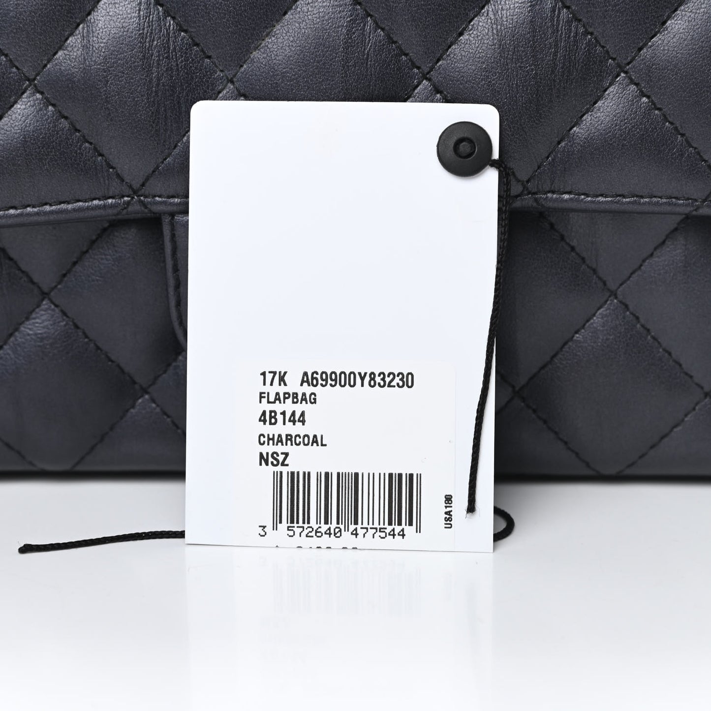 Iridescent Calfskin Quilted Mini Rectangular Flap Charcoal