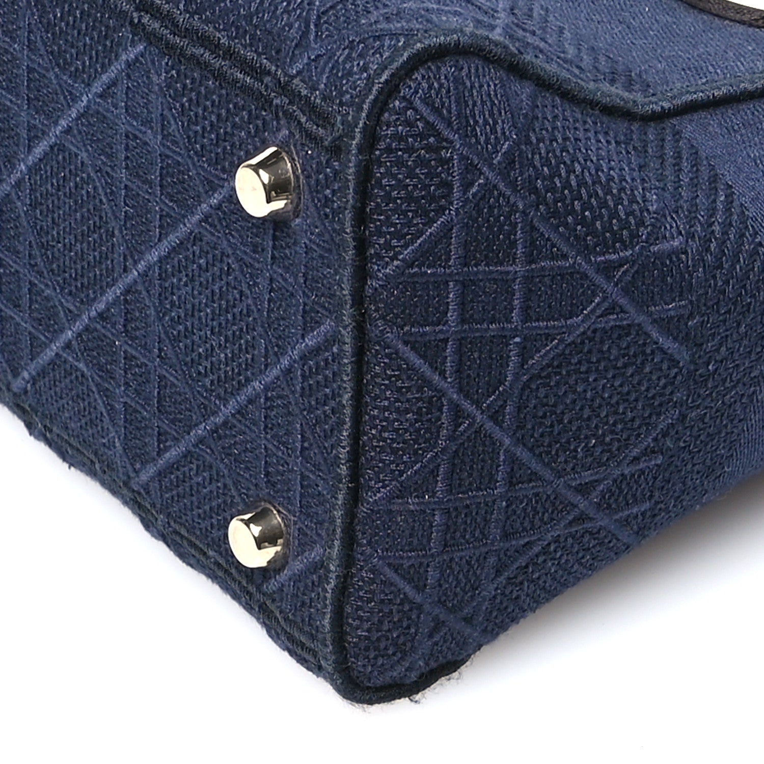 Christian Dior Canvas Embroidered Cannage Medium Lady D-Lite Navy 10 of 13