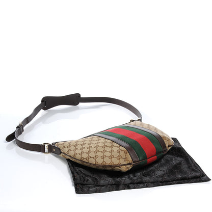 Gucci Monogram Vintage Web Medium Half Moon Hobo Ebony 4 of 7