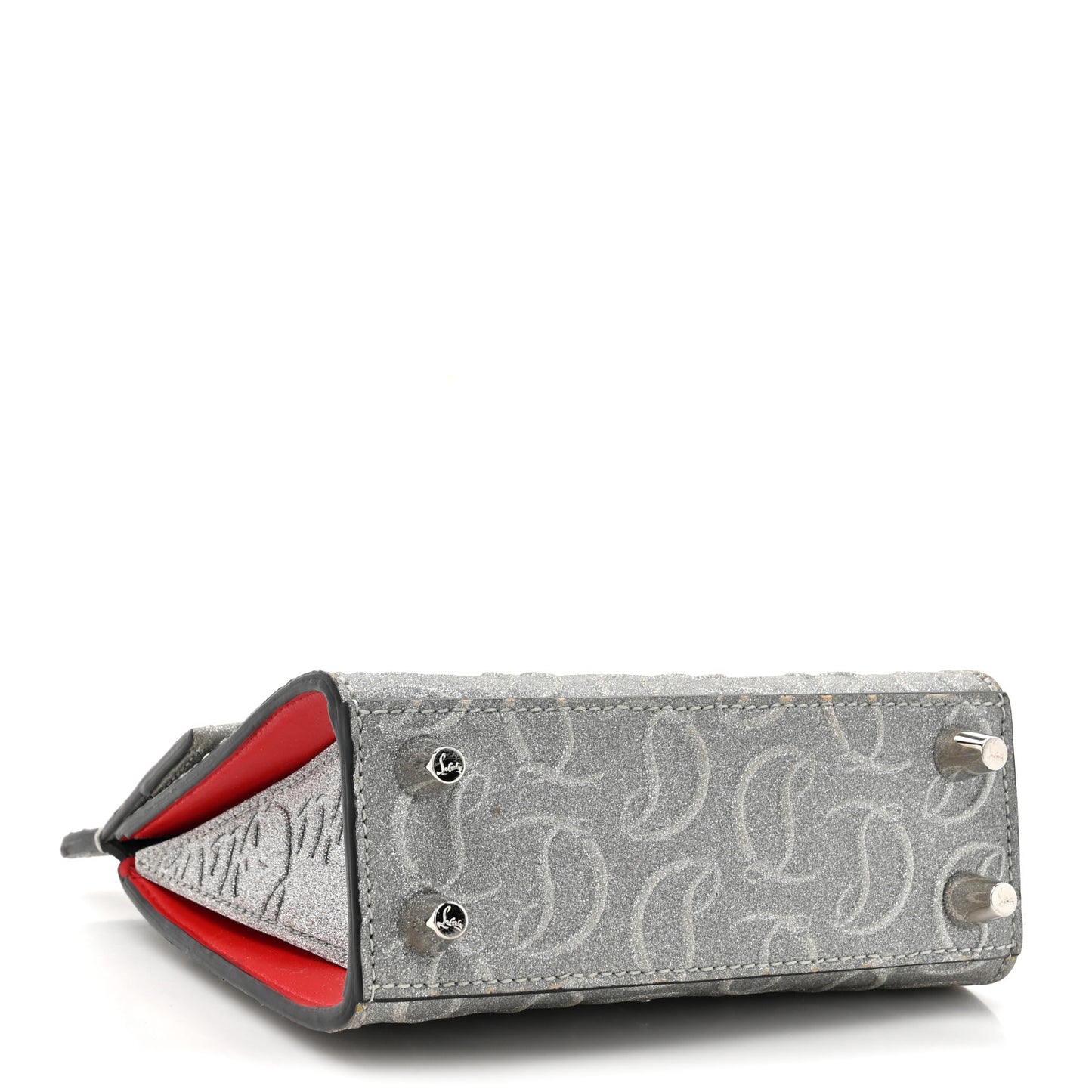 Glitter Calfskin Paloma Mini Empire Tote Silver