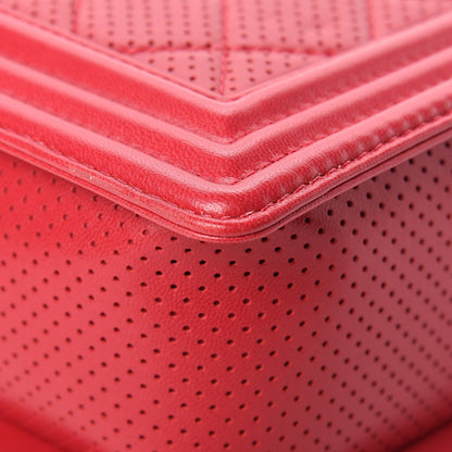 Chanel Perforated Lambskin Quilted New Medium Boy Flap Dark Pink 11 of 13