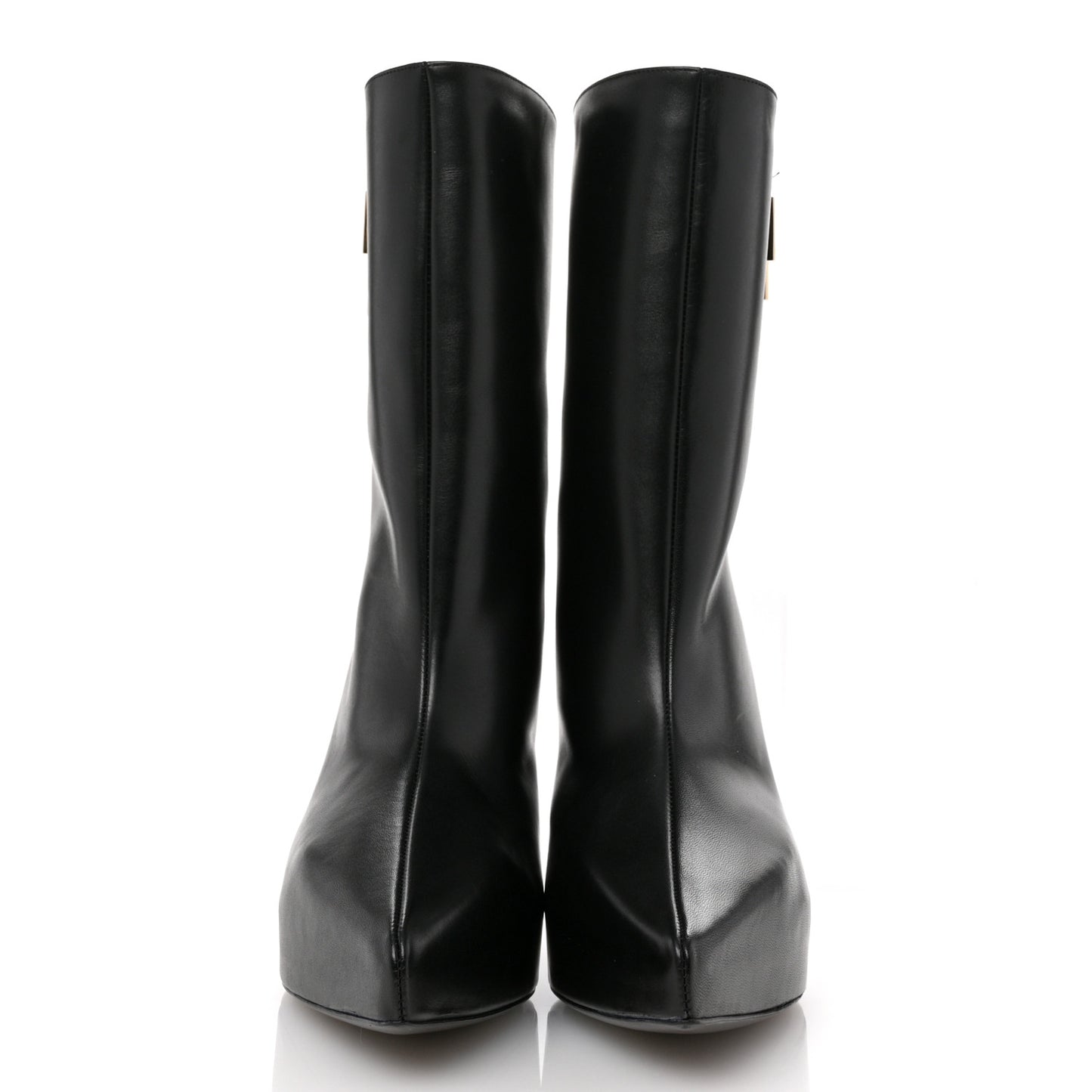 Calfskin G Lock 80mm Wedge Low Boots 38 Black