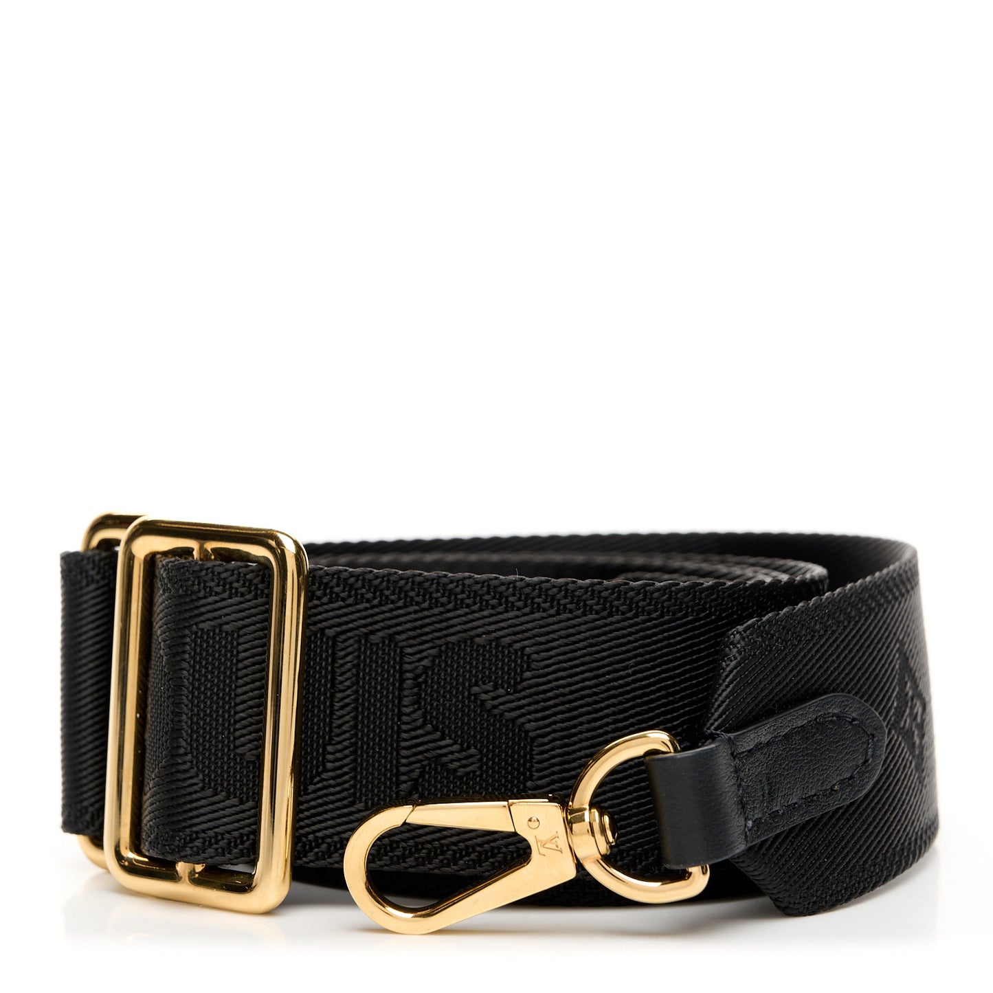 Nylon Calfskin Bubblegram Wallet Strap Black