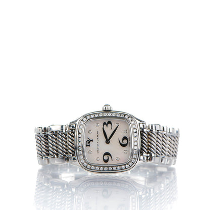 David Yurman Stainless Steel Diamond Bezel Mother of Pearl 25mm Thoroughbred Quartz Watch 2 of 8
