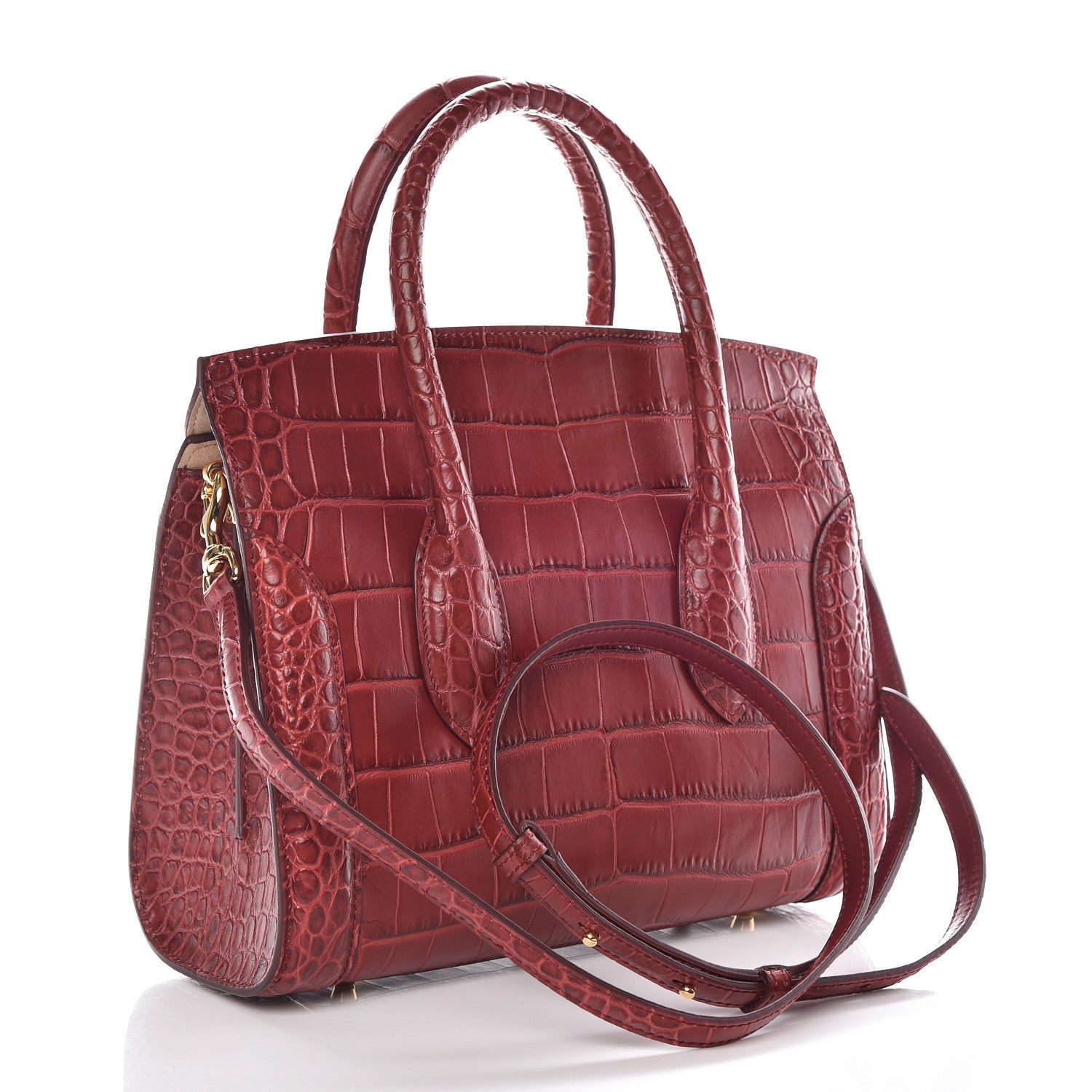 Alexander McQueen Calfskin Crocodile Embossed Heroine 30 Red 3 of 11