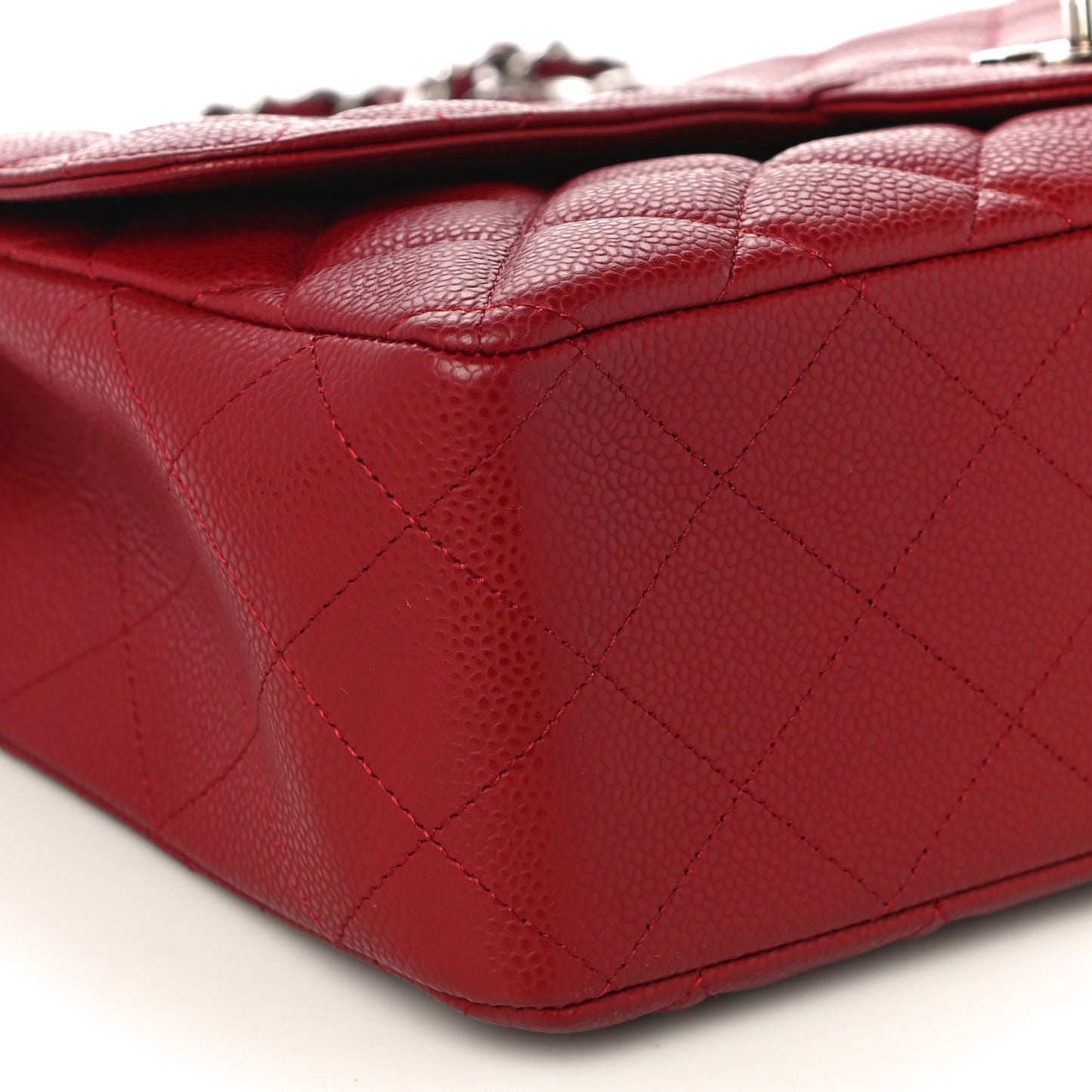 Caviar Quilted Jumbo Single Flap Red
