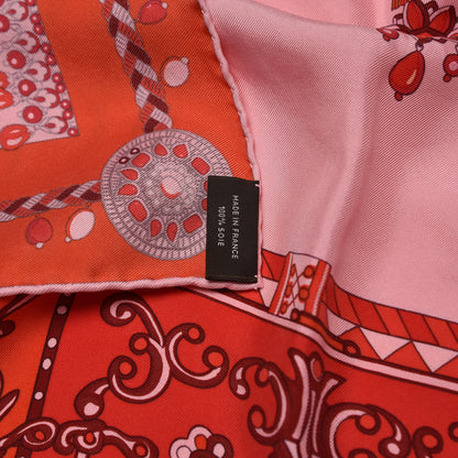 Hermes Silk Coupe De Gala Scarf 90 Rose Pale Rouge Fuchsia 5 of 6