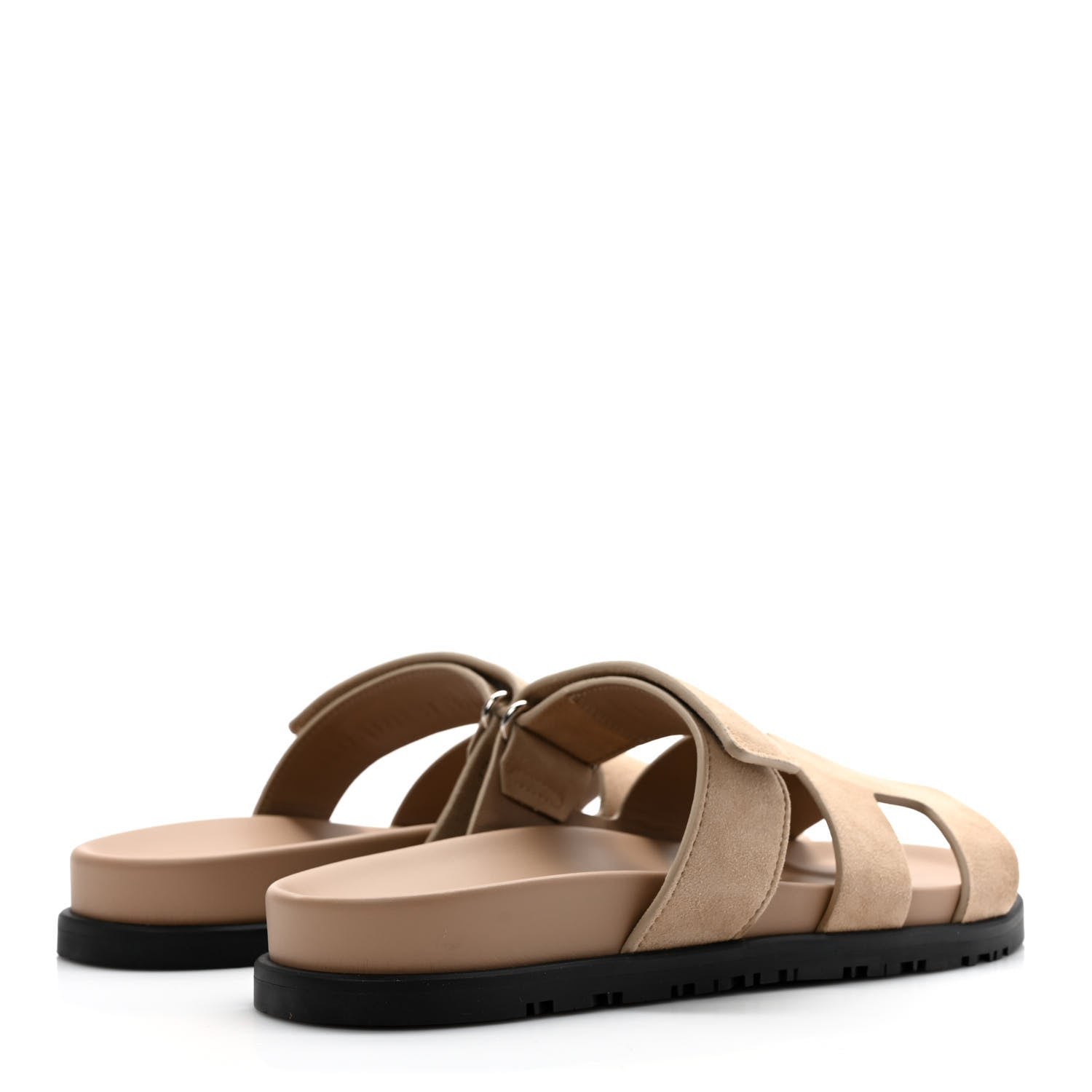 Hermes Suede Goatskin Womens Chypre Sandals 37 Beige Argile 4 of 9