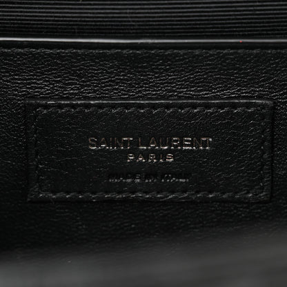 Saint Laurent Grain De Poudre Textured Mixed Matelasse Triquilt Medium Monogram Monochrome Satchel Black 6 of 11