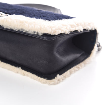 Chanel Shearling Iridescent Calfskin Medium Boy Flap Navy 6 of 9