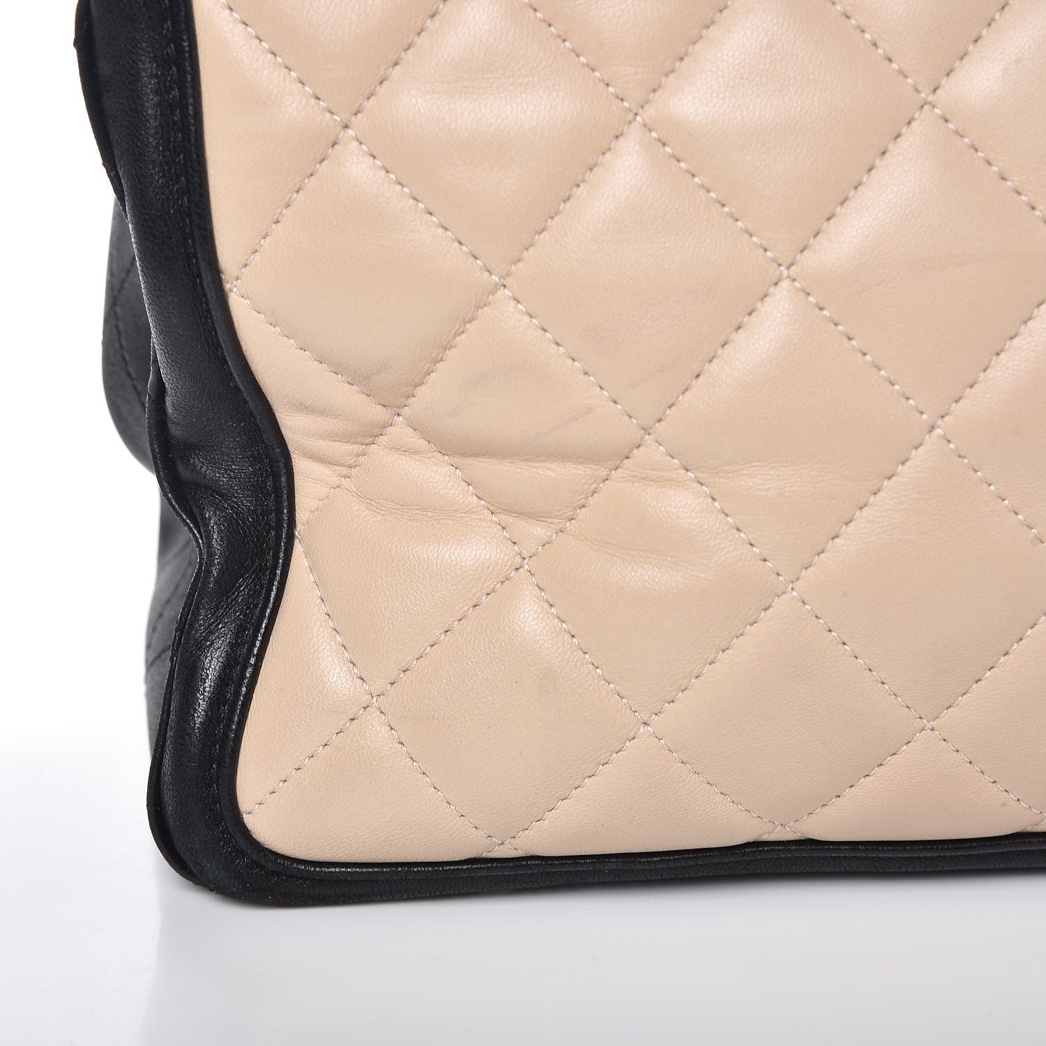 Chanel Lambskin Quilted Elegant CC Shopping Tote Beige Black 12 of 19