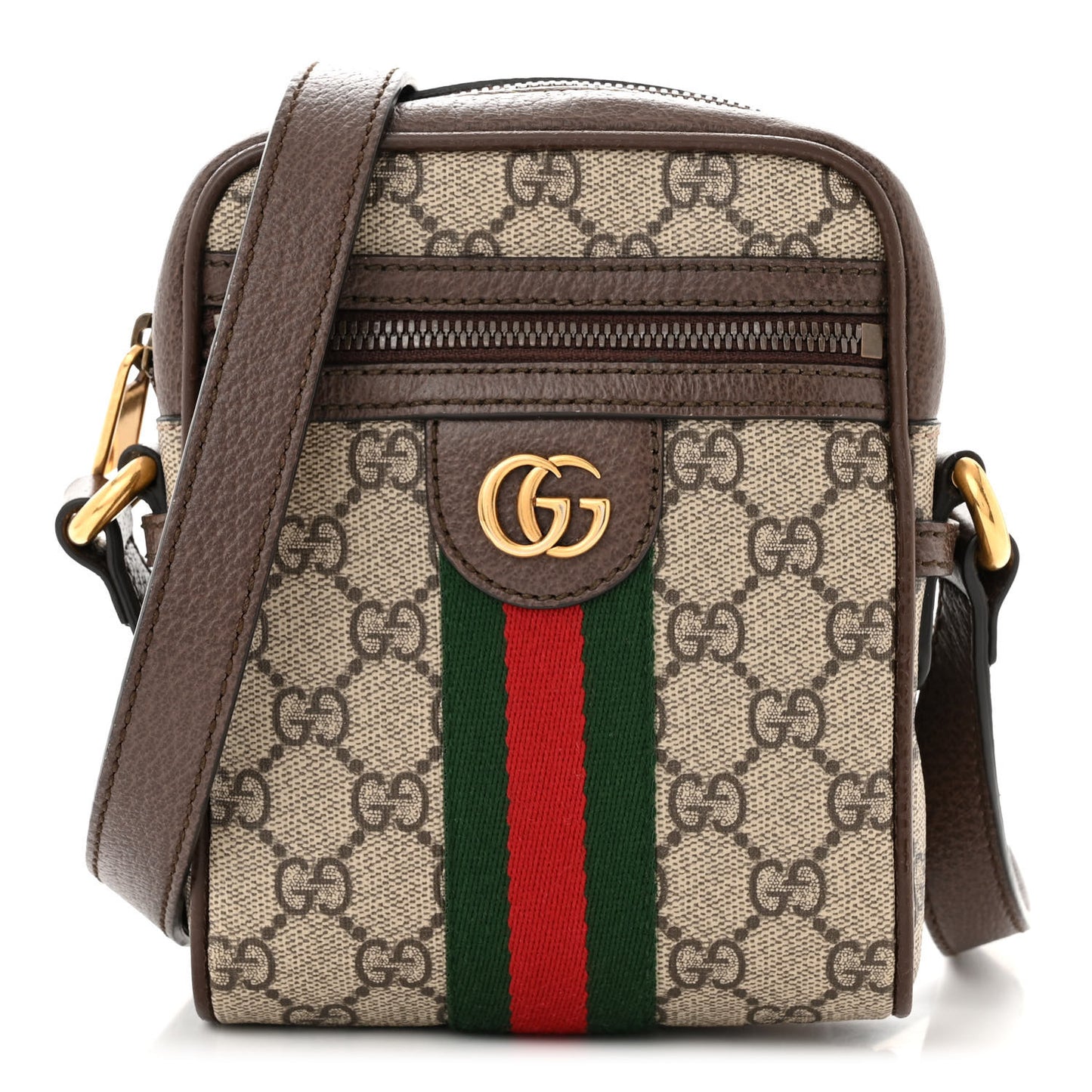 GG Supreme Monogram Web Mini Ophidia Messenger Brown