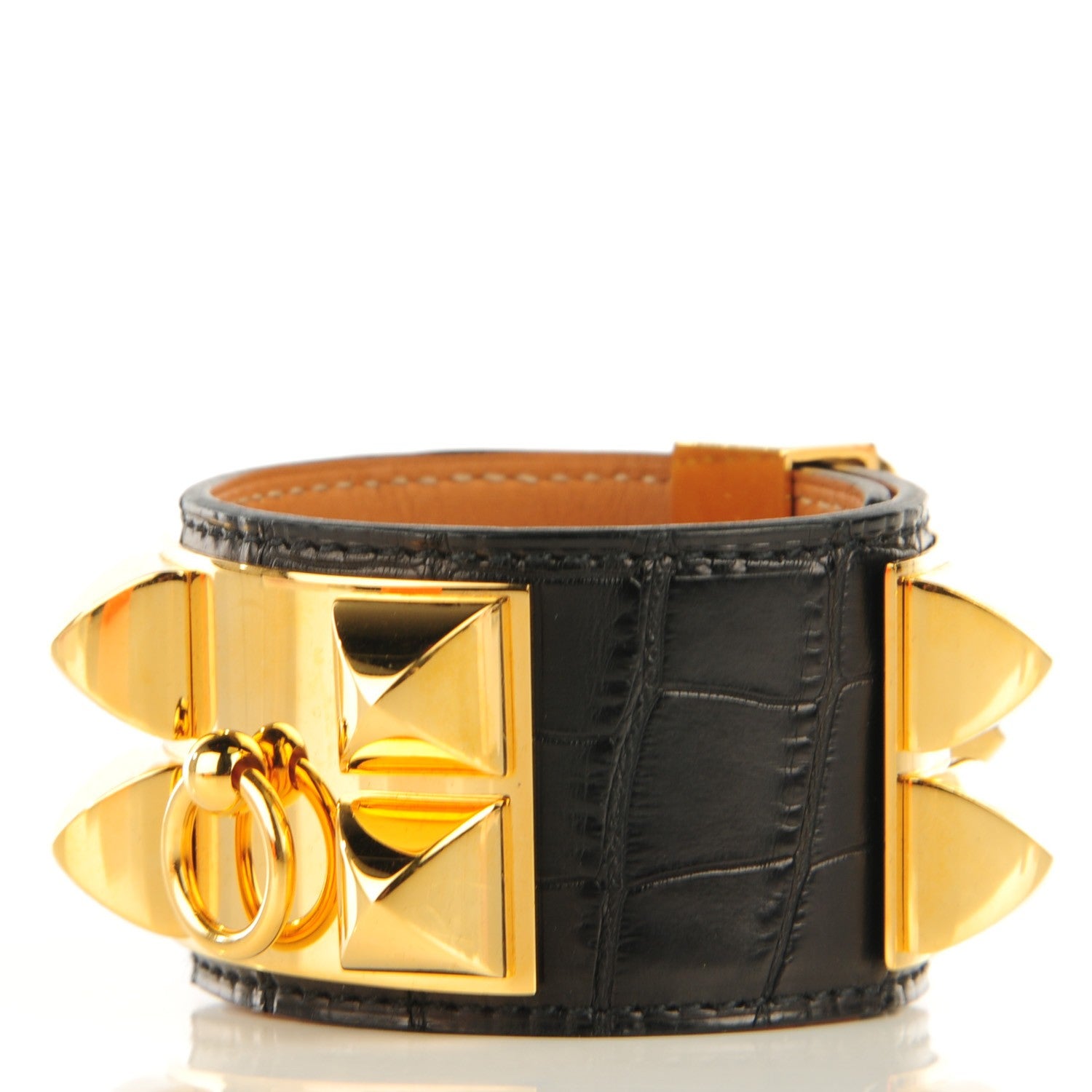 Hermes Matte Alligator Collier De Chien CDC Bracelet S Black 3 of 6