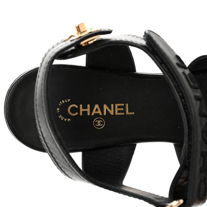 Chanel Lambskin Logo CC Turnlock Sandals 37.5 Black 7 of 9