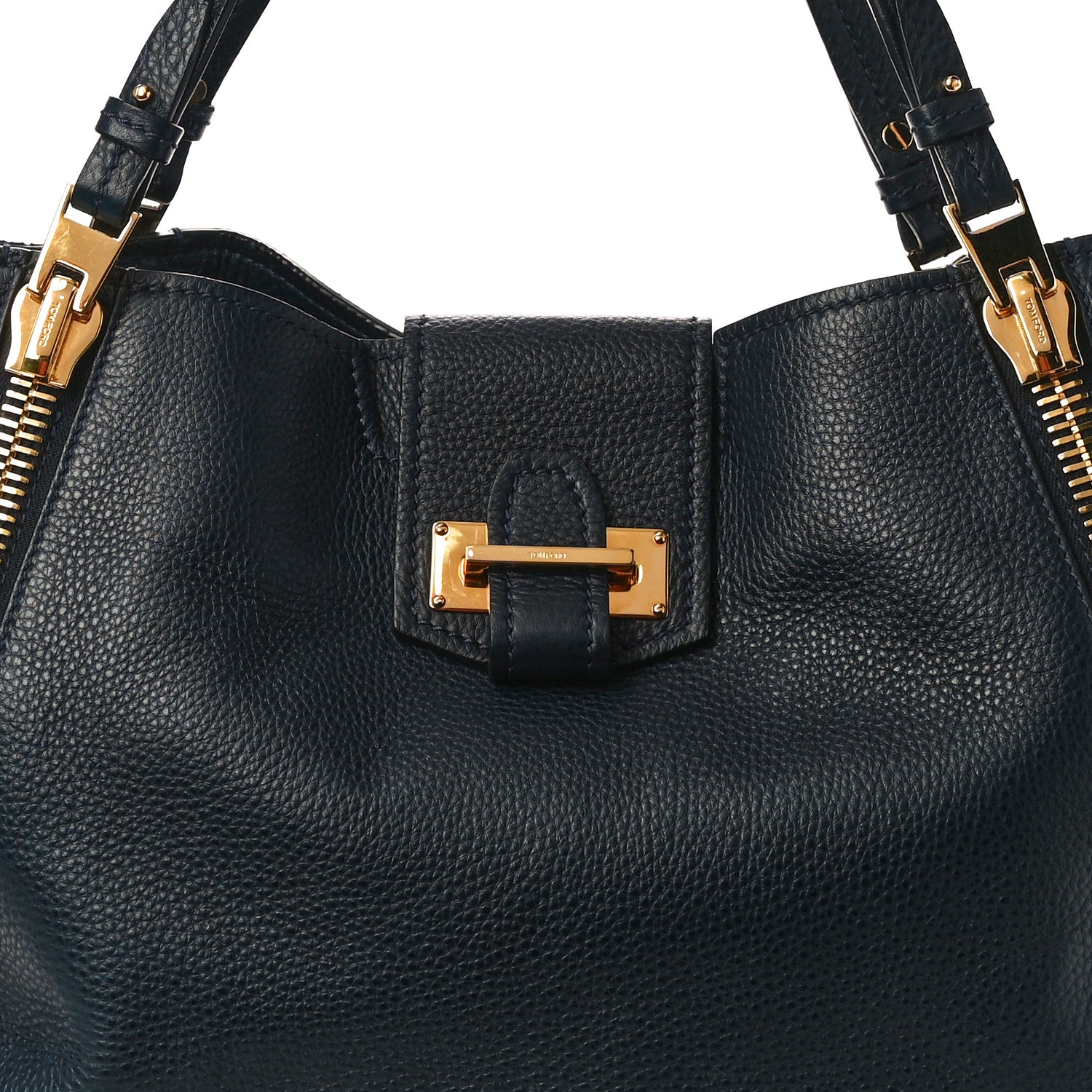 Tom Ford Grained Calfskin Sedgwick Medium Zipper Tote Sapphire Blue 7 of 10