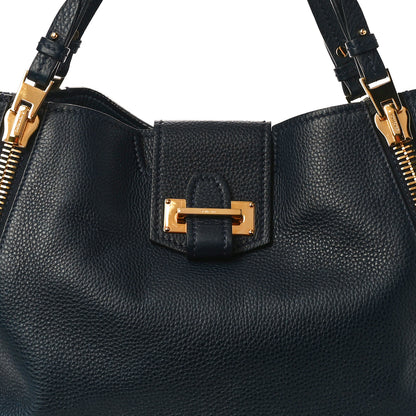 Tom Ford Grained Calfskin Sedgwick Medium Zipper Tote Sapphire Blue 7 of 10