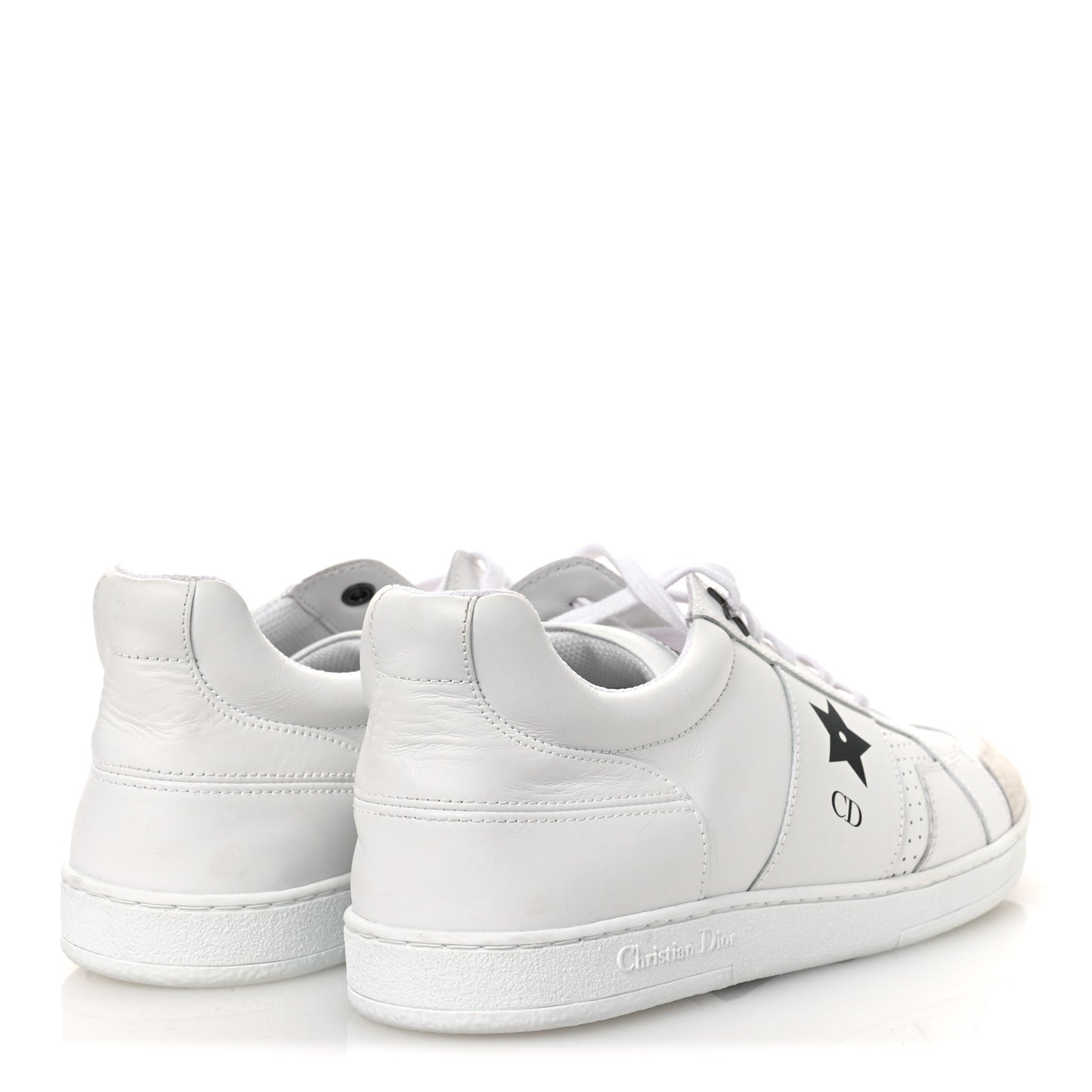Calfskin Suede Dior Star Low Top Sneakers 39 White