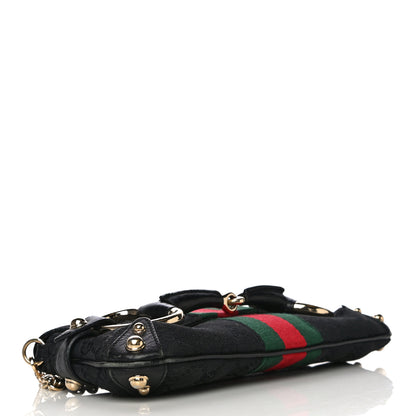 Gucci Monogram Web Horsebit Chain Clutch Black 3 of 20