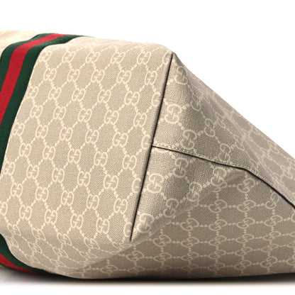 Gucci GG Supreme Monogram Textured Dollar Calfskin Web Medium Ophidia Shopping Tote Beige Mystic White Oatmeal 10 of 10