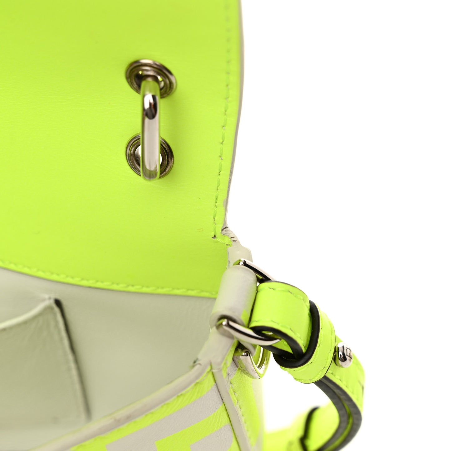 X MARC JACOBS Nappa Vitello King Logo Print Phone Baguette Yellow Fluo