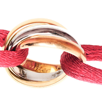 Cartier 18K Pink Yellow White Gold Trinity Cord Bracelet Red 3 of 7