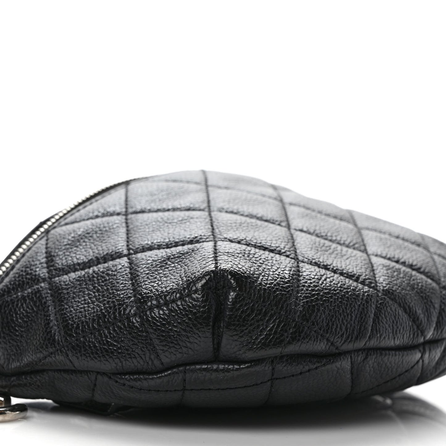 Grained Calfskin Quilted Waist Belt Bag Black
