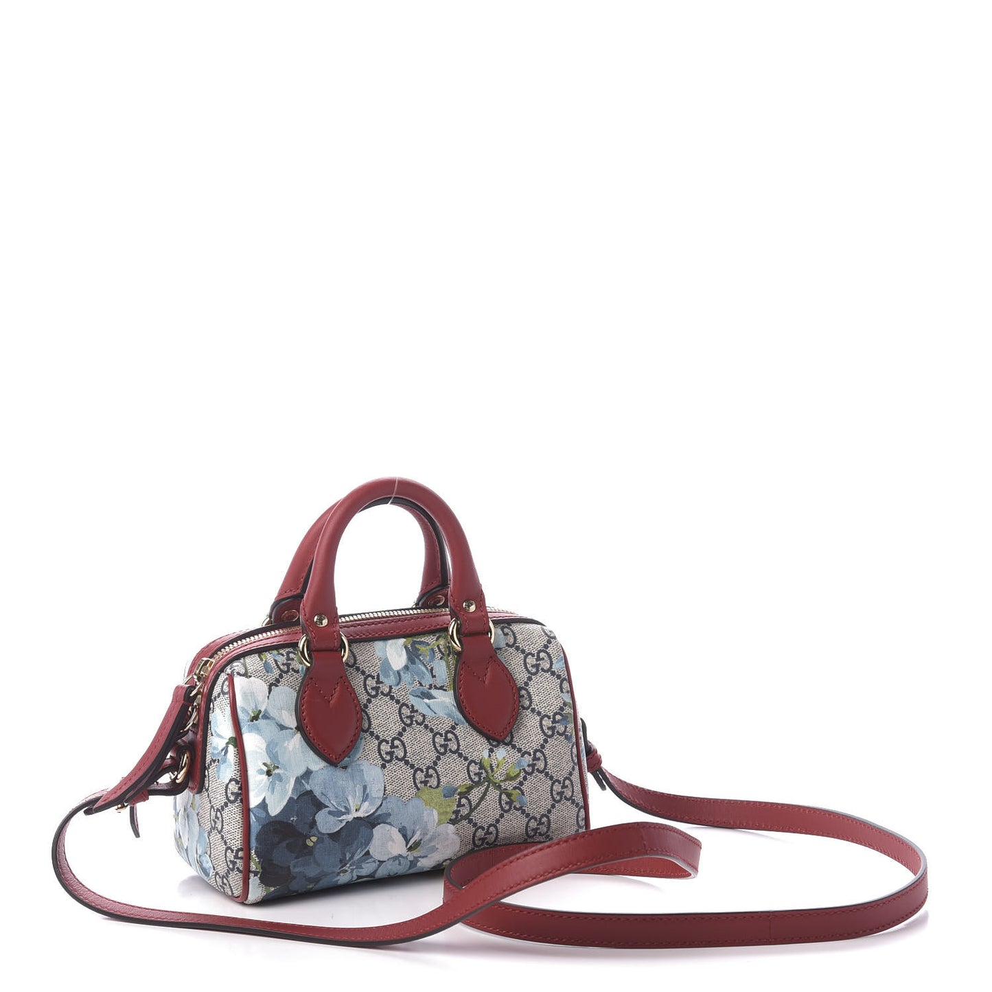 GG Supreme Monogram Blooms Mini Boston Navy Blue Hibiscus
