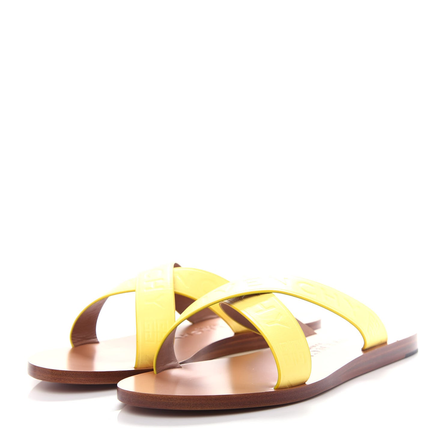 Calfskin Logo Strap Sandals 40 Lemon