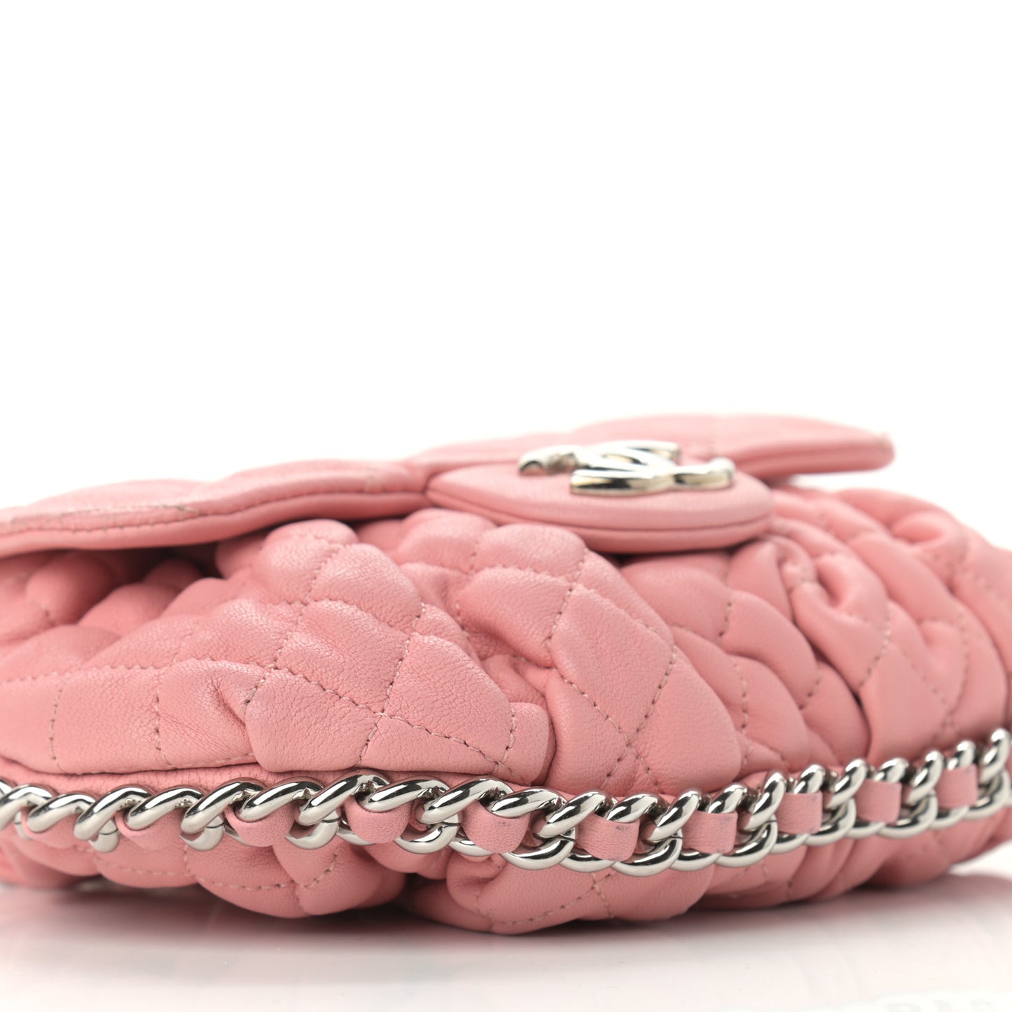 Washed Lambskin Quilted Mini Chain Around Messenger Pink