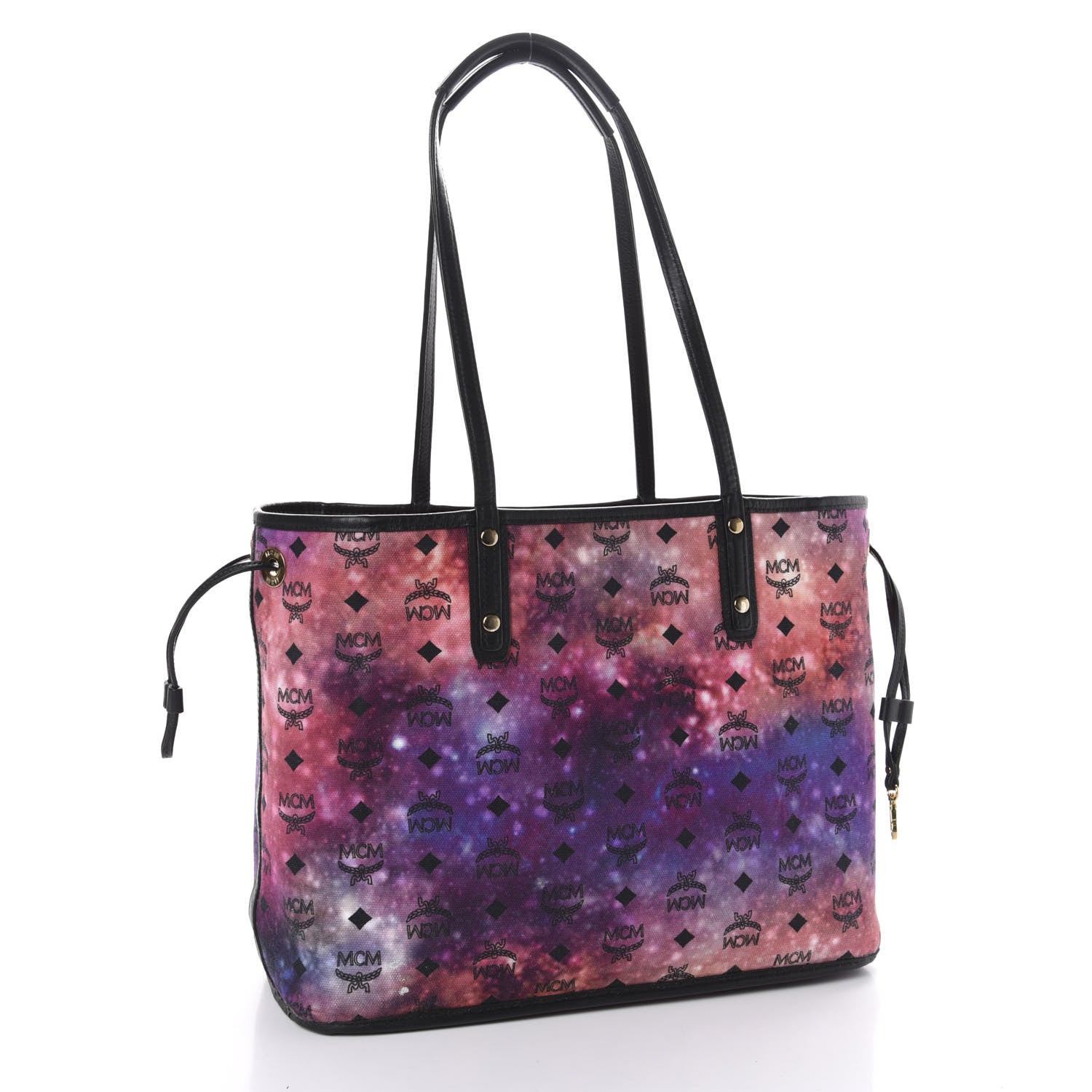 MCM Galaxy Visetos Medium Project Reversible Shopper Tote Cognac