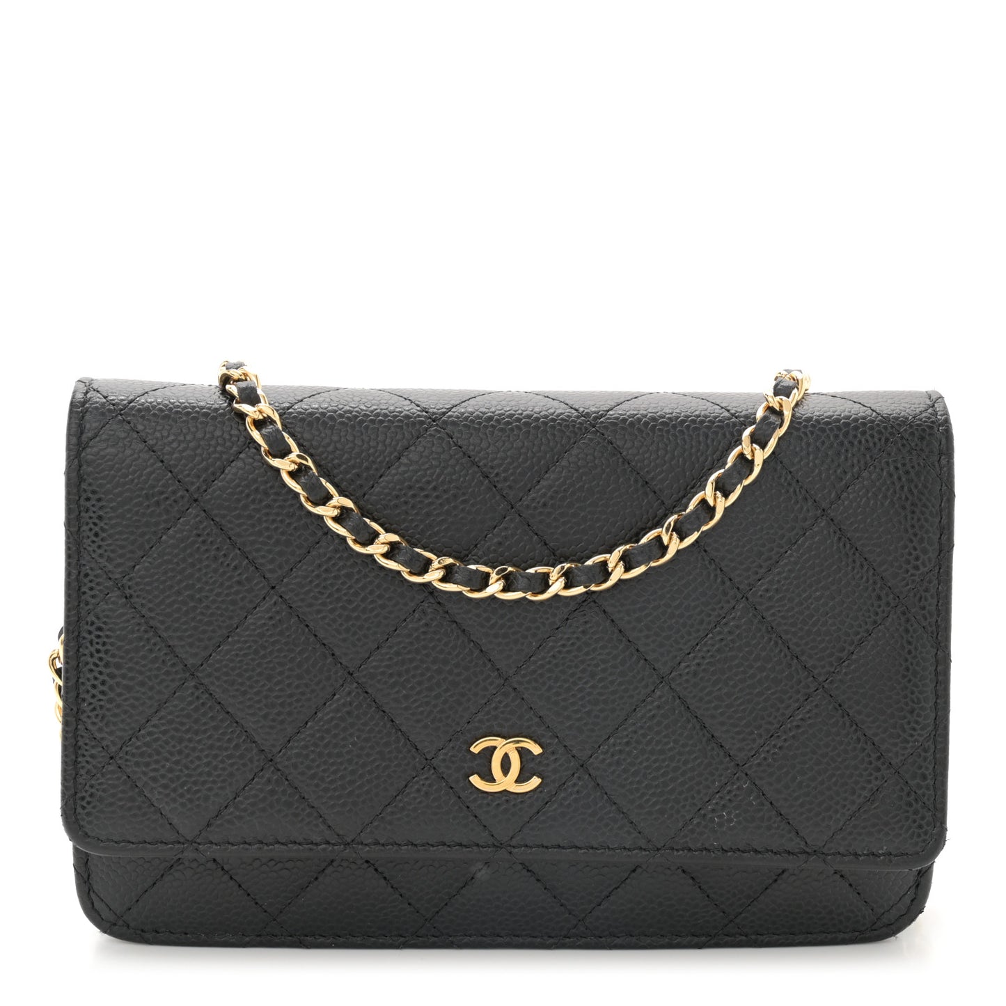 Caviar Quilted Wallet on Chain WOC Black