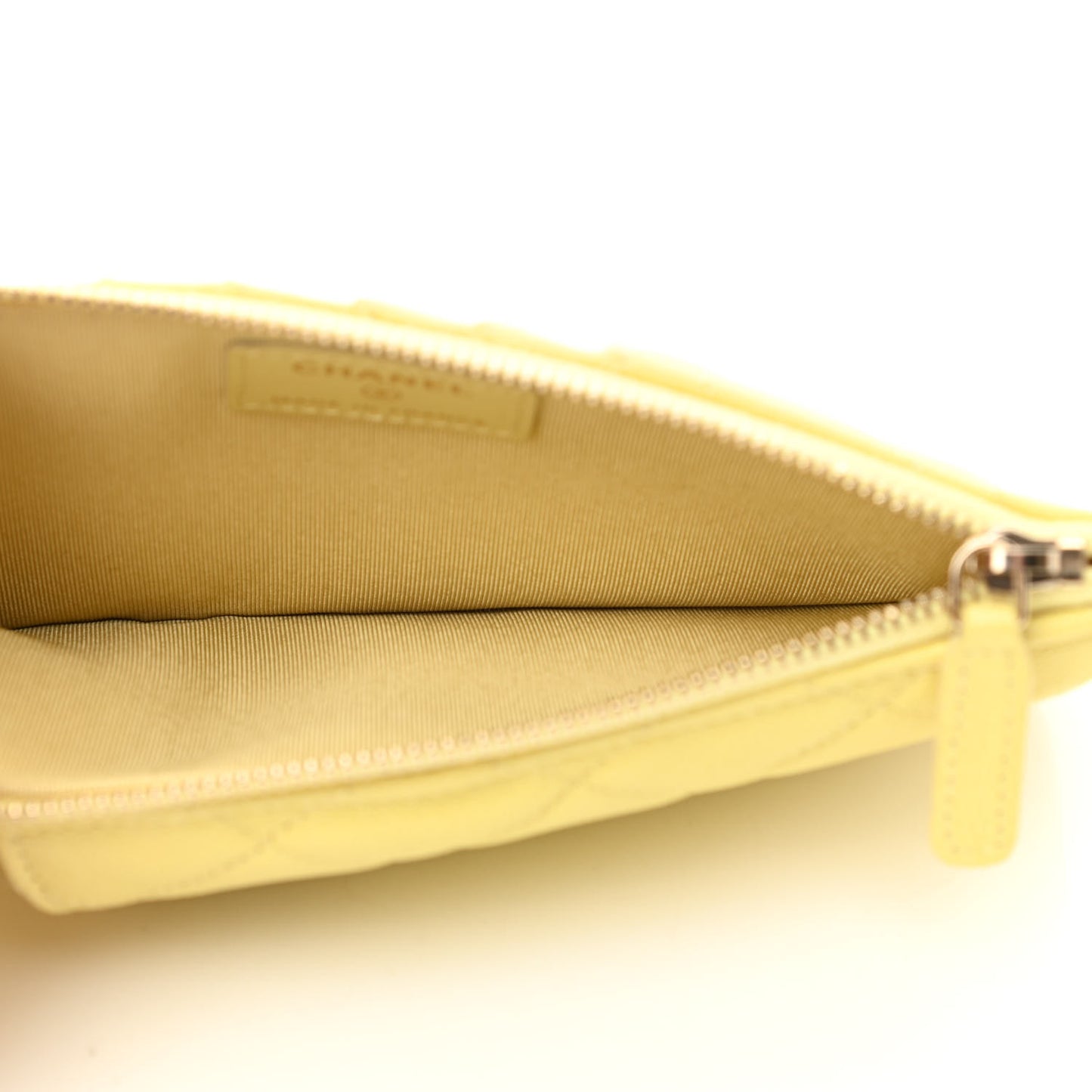 Caviar Quilted Classic Flat Wallet Pouch Yellow
