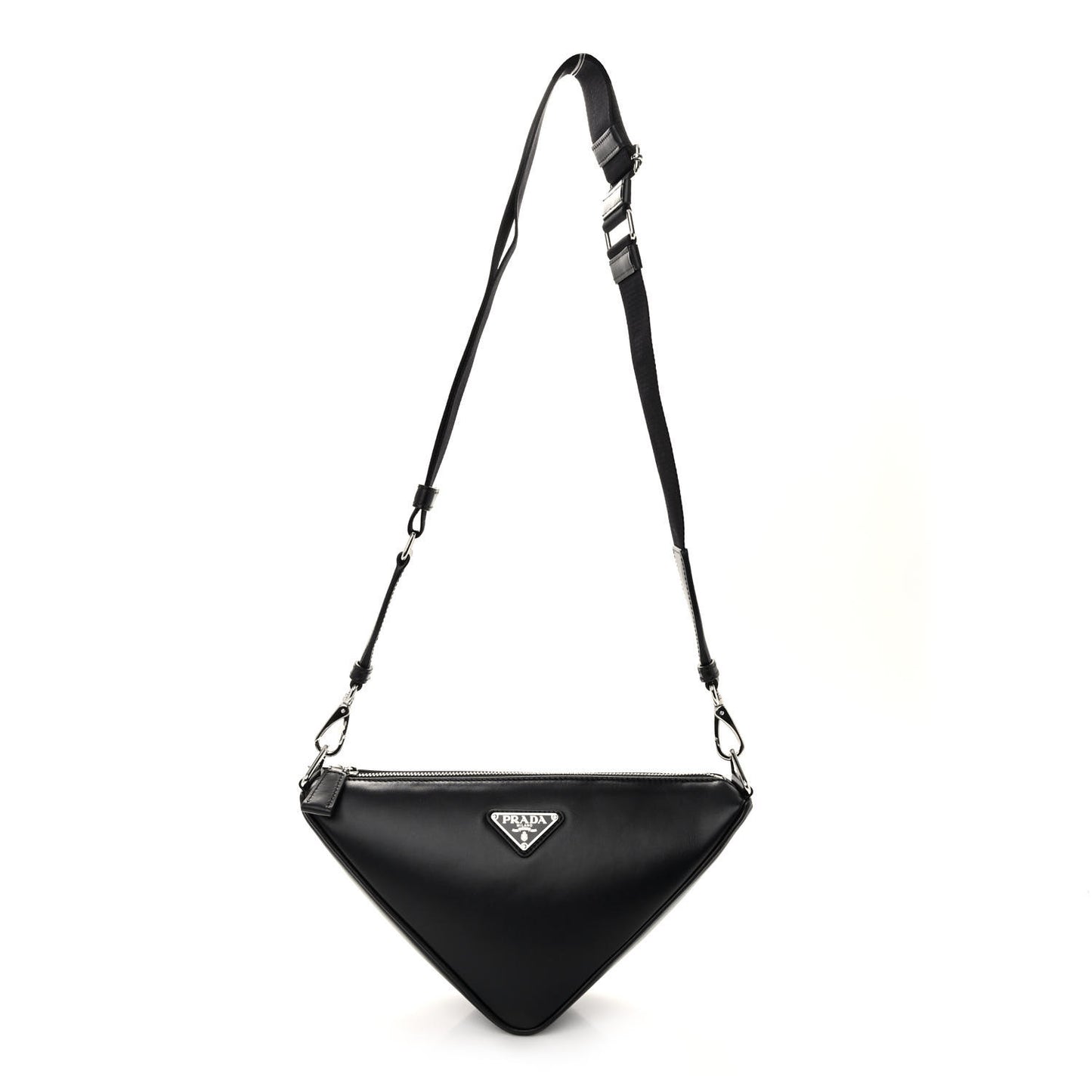 Softy Calfskin Triangle Shoulder Bag Black