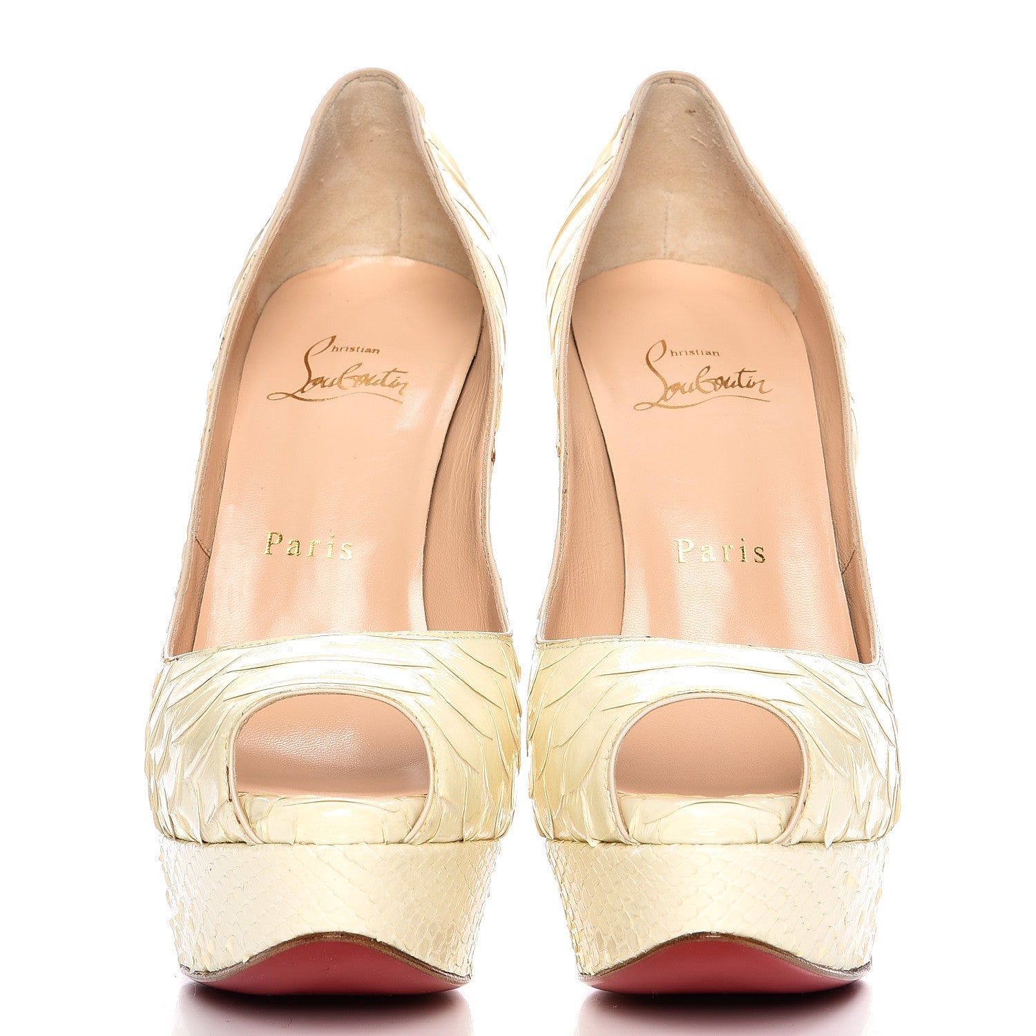 Christian Louboutin Python Lady Peep 150 Pumps 36.5 Craie 2 of 11