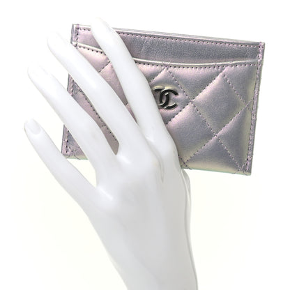 Chanel Iridescent Calfskin Quilted Card Holder Light Purple 2 of 8