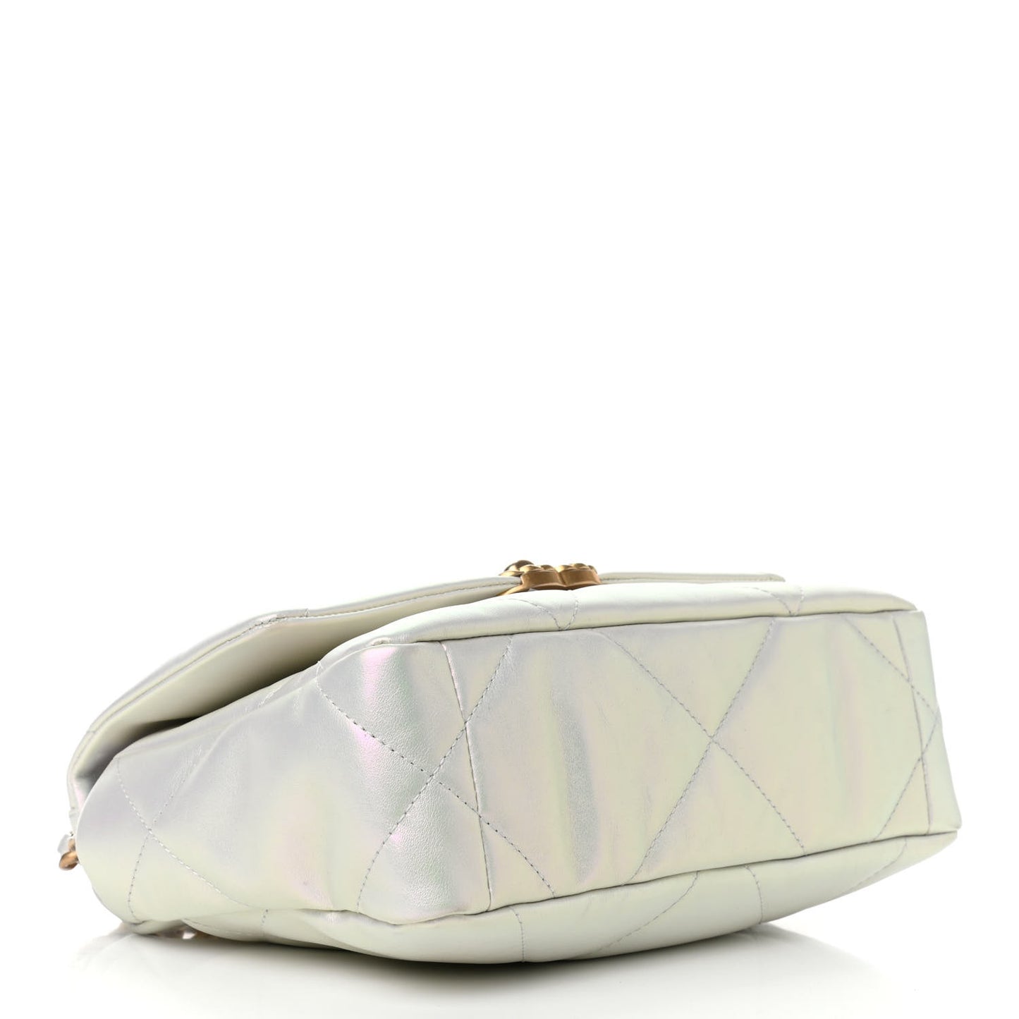 Iridescent Calfskin Quilted Medium Chanel 19 Flap White