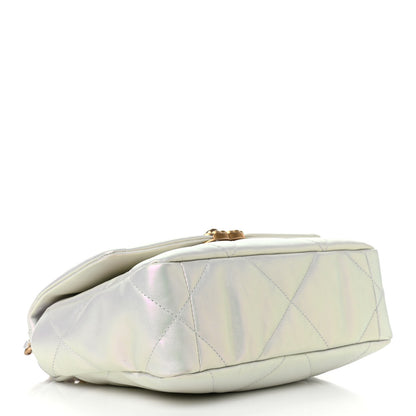 Chanel Iridescent Calfskin Quilted Medium Chanel 19 Flap White 4 of 10