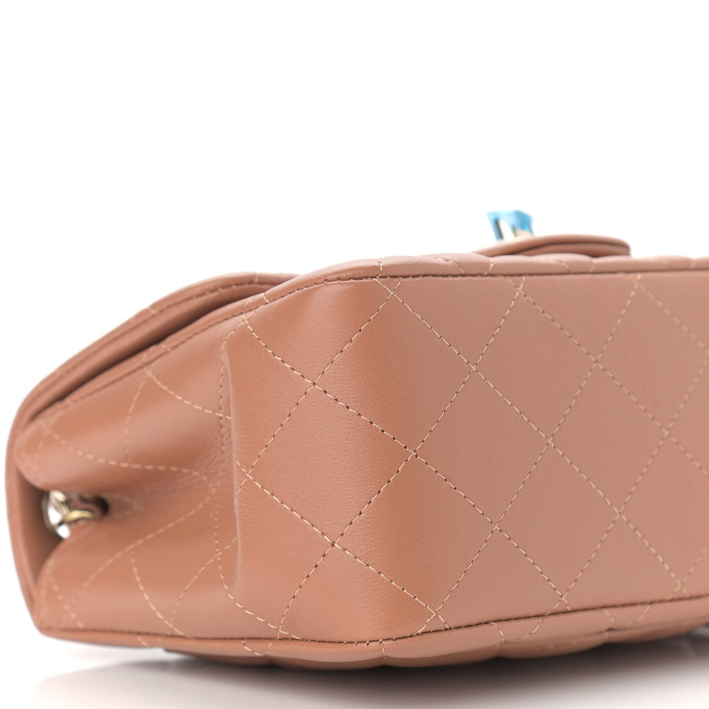 Lambskin Quilted Mini Square Flap Brown