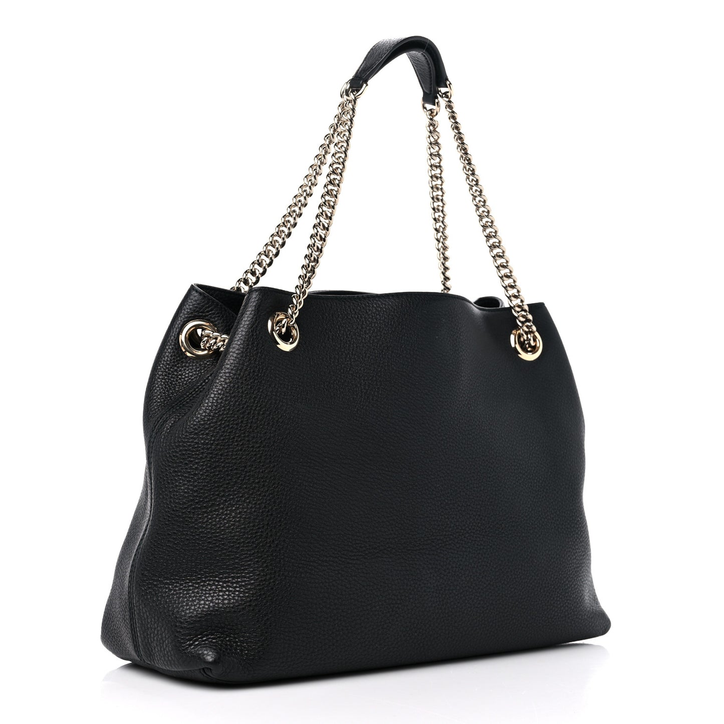 Pebbled Calfskin Medium Soho Chain Shoulder Bag Black