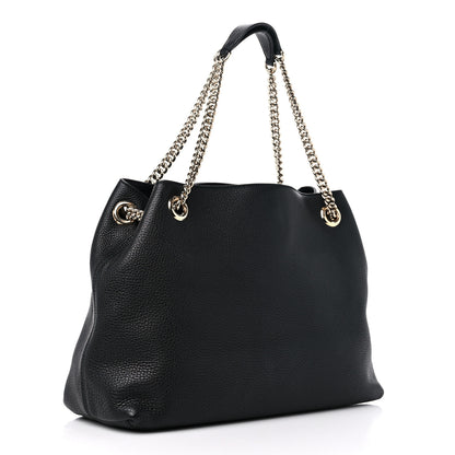 Gucci Pebbled Calfskin Medium Soho Chain Shoulder Bag Black 3 of 9