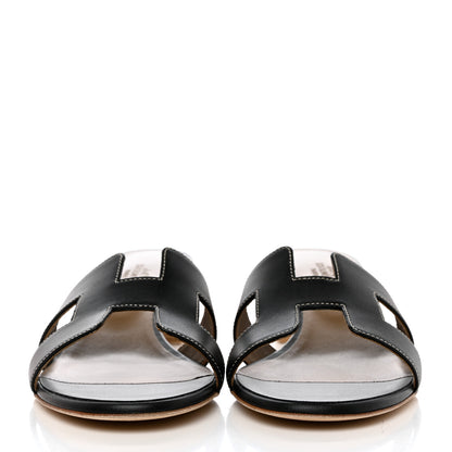 Hermes Calfskin Oasis Sandals 39.5 Black 2 of 9