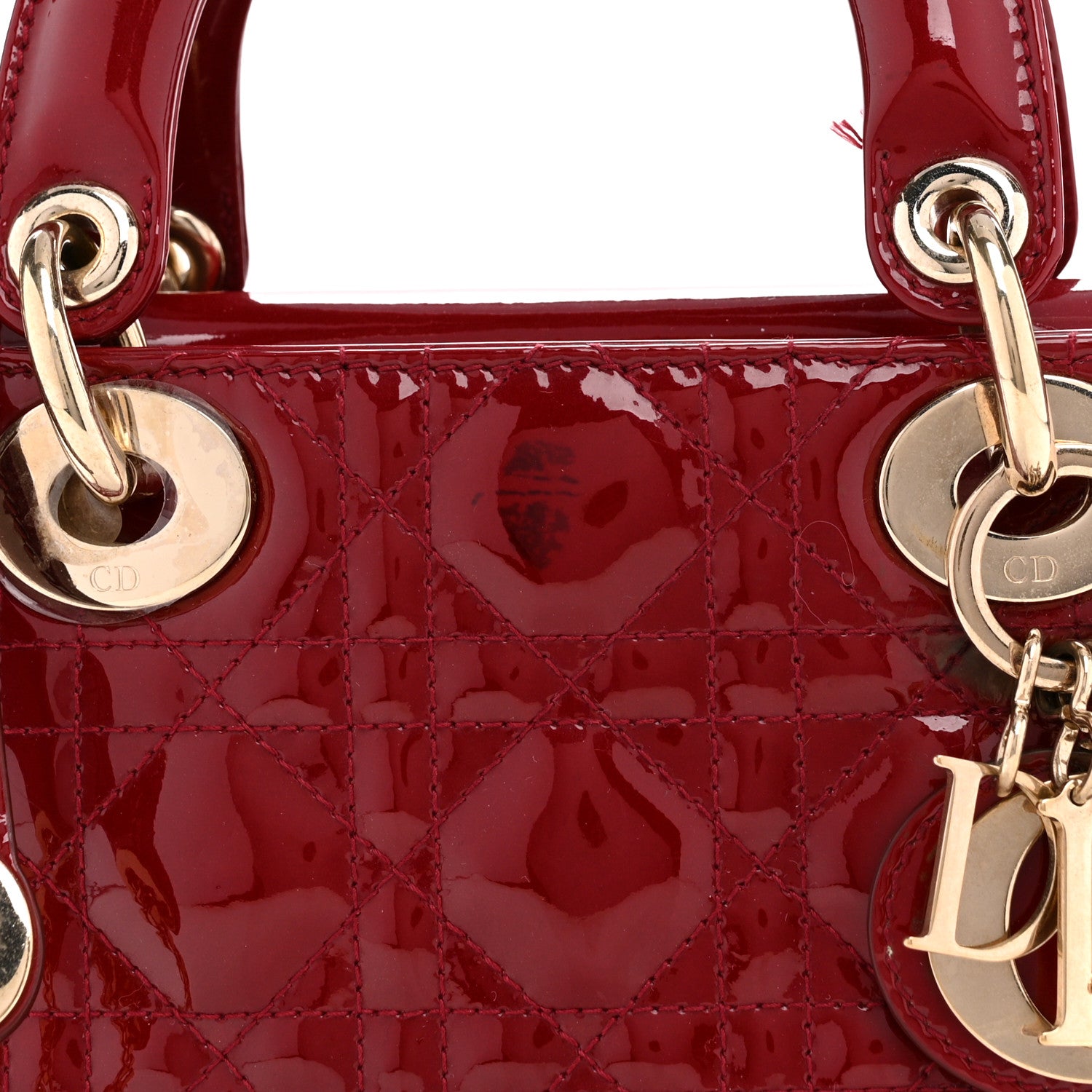 Christian Dior Patent Cannage Mini Lady Dior Red 8 of 13