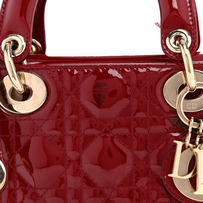 Christian Dior Patent Cannage Mini Lady Dior Red 8 of 13