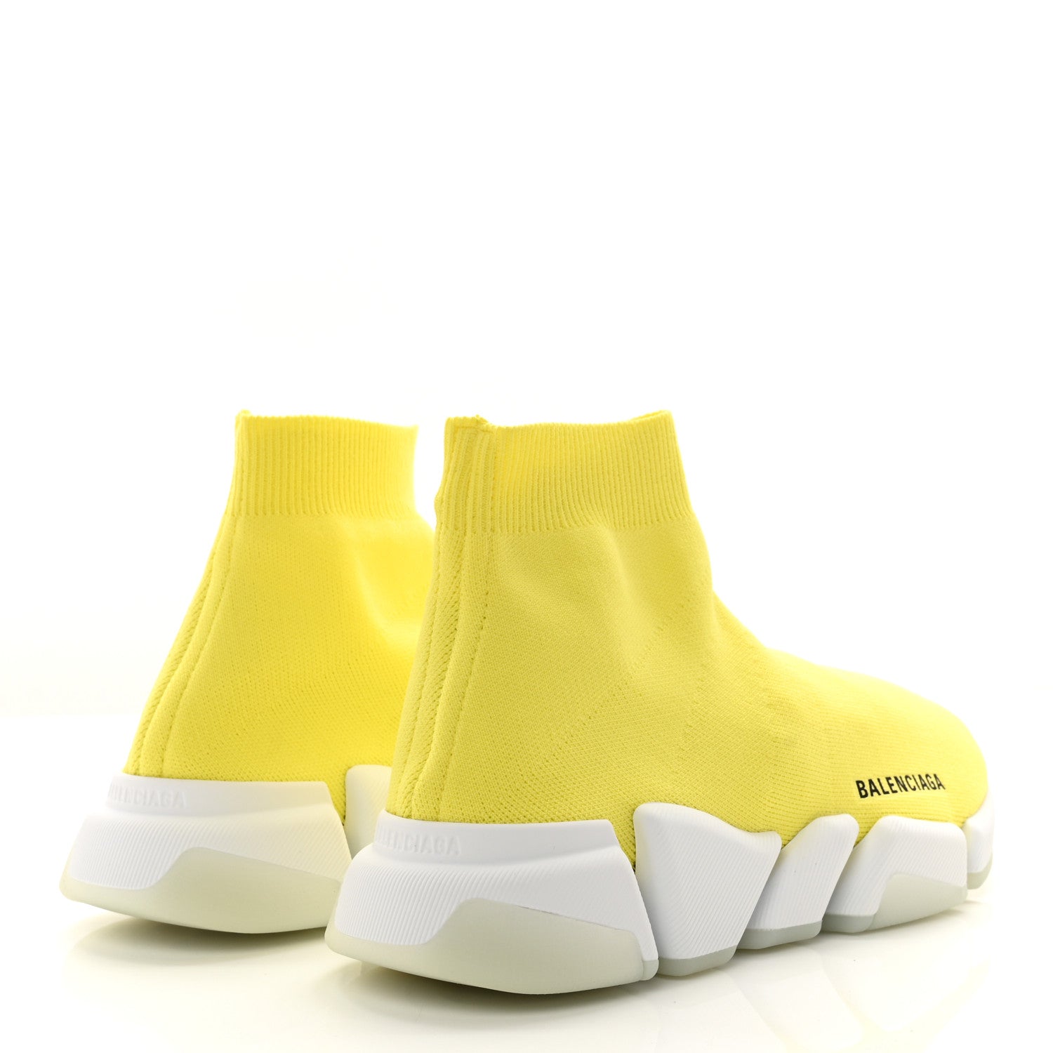 Balenciaga Ribbed Knit Womens Speed 2.0 Transparent Sole Sneakers 39 Yellow 4 of 7