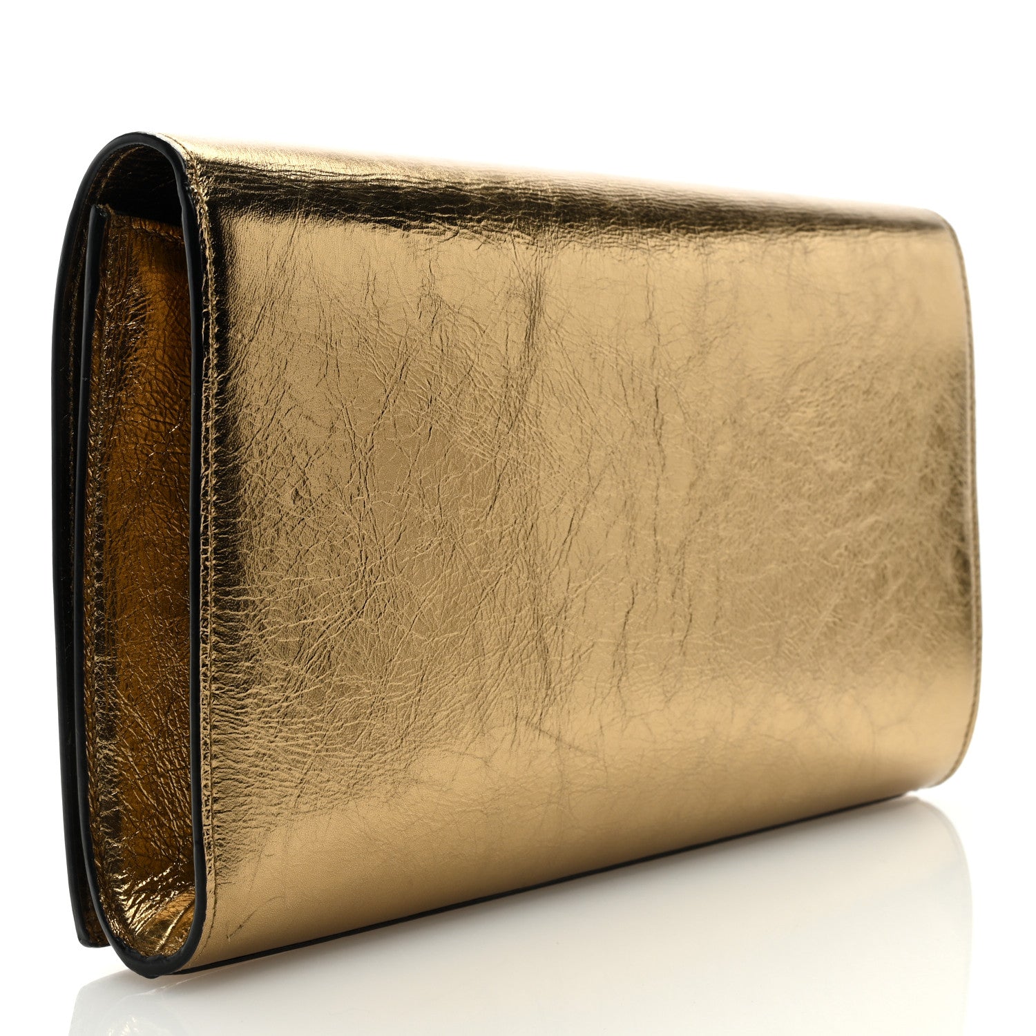 Saint Laurent Metallic Calfskin Monogram Large Belle De Jour Clutch Gold 3 of 6