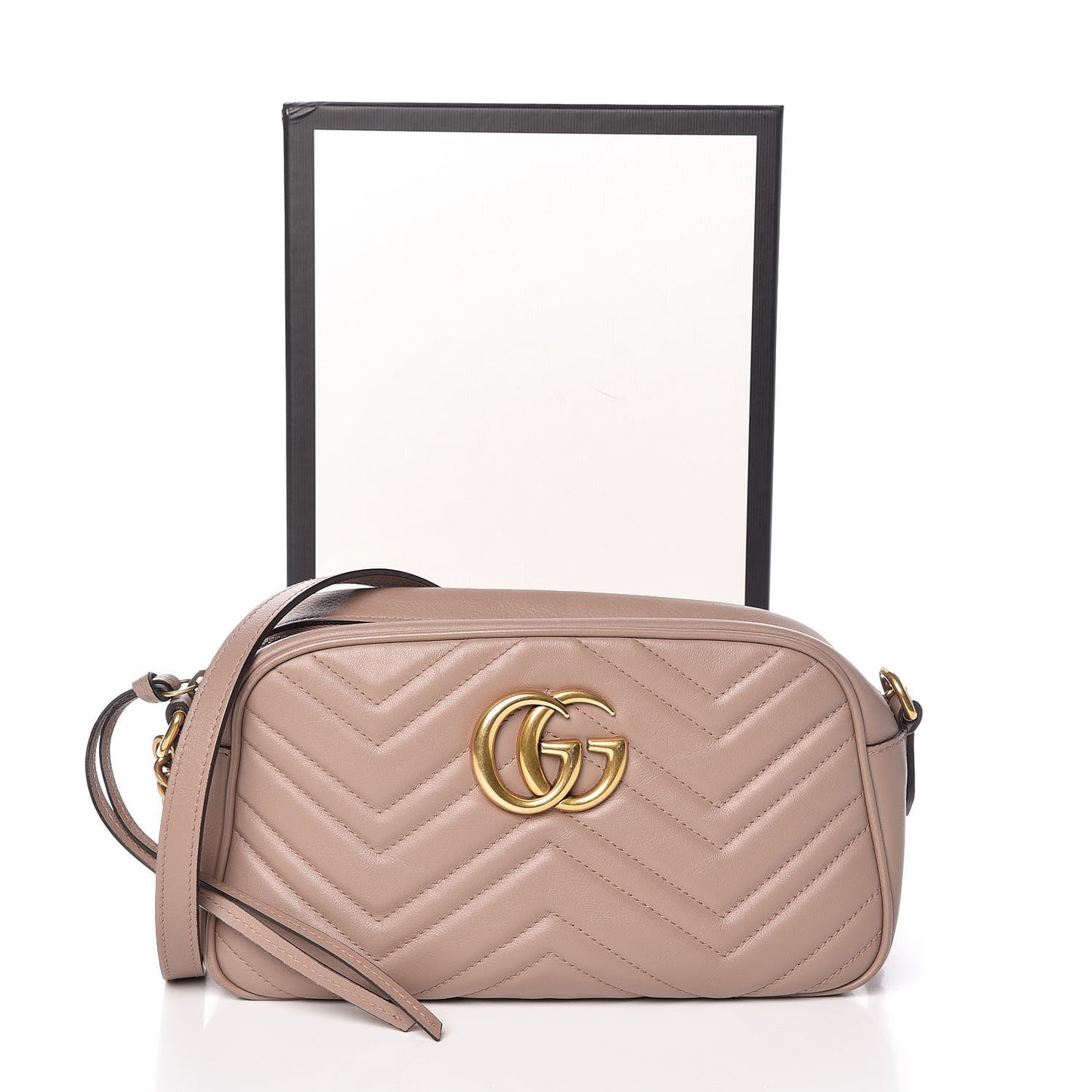 Calfskin Matelasse Small GG Marmont Chain Shoulder Bag Porcelain Rose