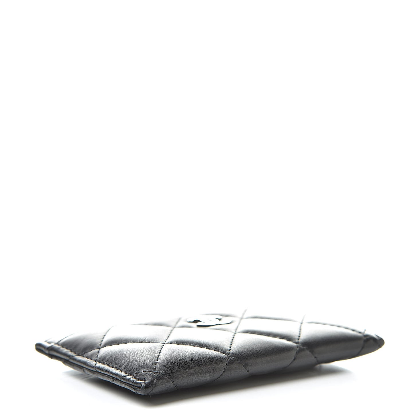 Lambskin Quilted Card Holder Black