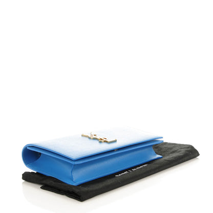 Saint Laurent Grain De Poudre Classic Monogram Clutch Blue Clair 4 of 7